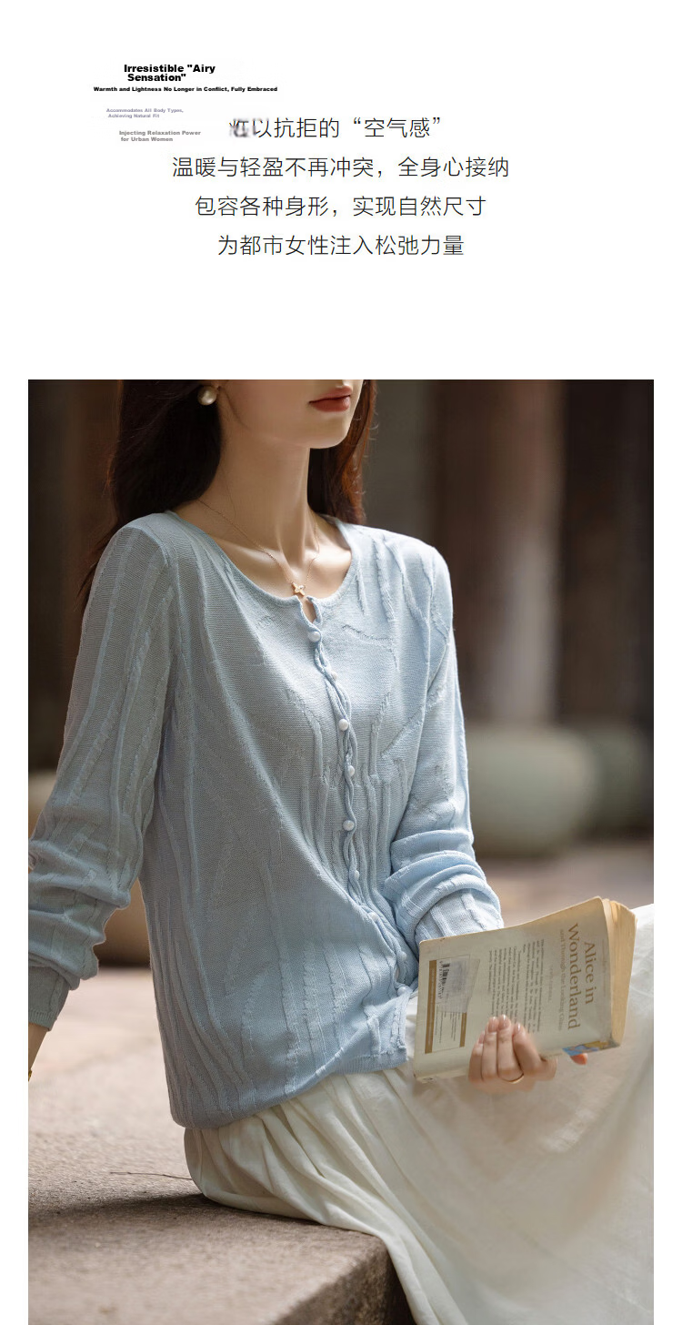 Demana [Linen Lyocell Blend] Spring Elegant V-Neck Twist Jacquard Slim Knit Sweater with Braided Buttons for Women 6