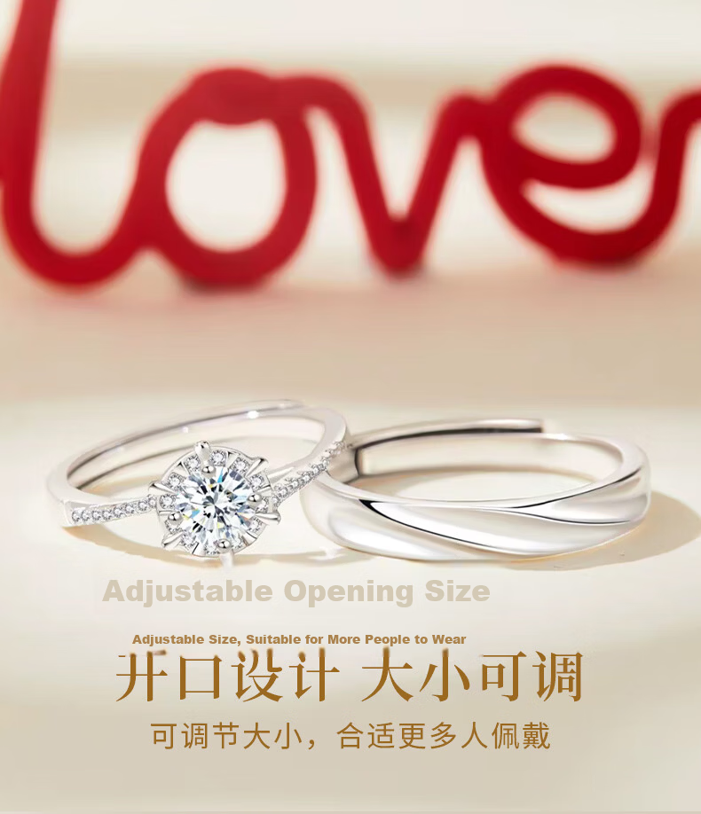 Kefuni [Includes GRA Certificate] 1 Carat Moissanite Couple Rings Engagement Birthday Qixi Festival Gift for Girlfriend 15