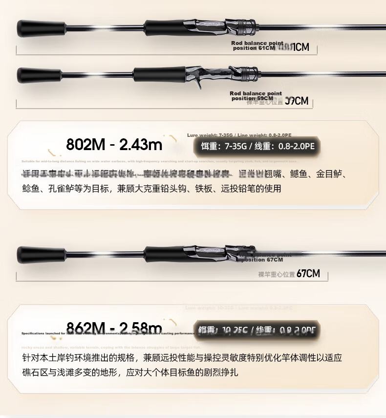 FishingFans Da Qingfeng Universal Lure Rod Ultra-Light Carbon Shore Casting Big Fish Beginner Long Cast Fishing Rod 2.58m M Straight Handle 6