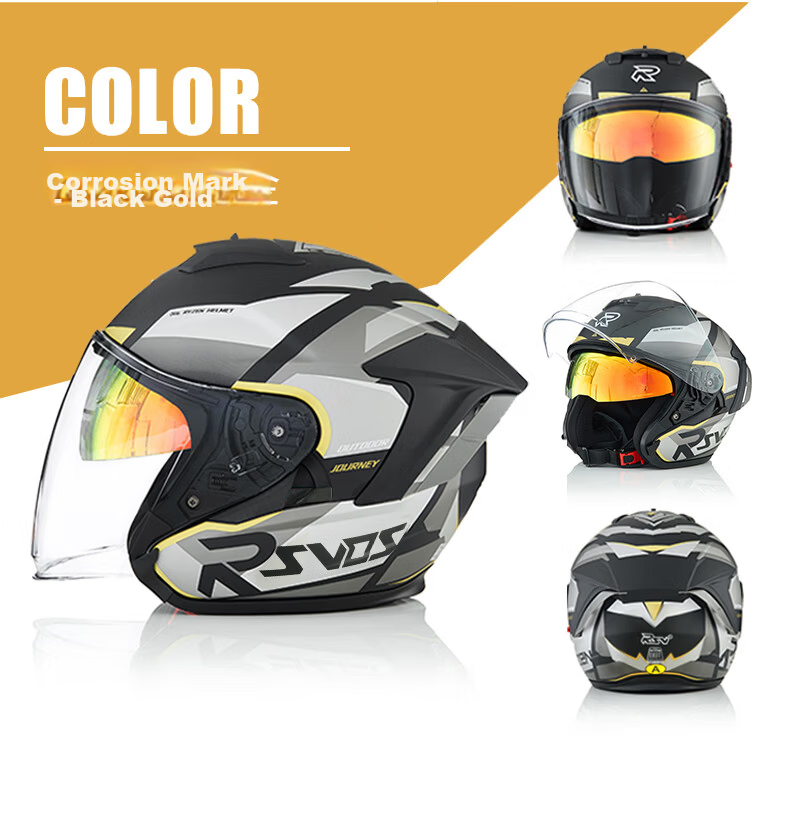 RSV Motorcycle Helmet 3C Certified Unisex Four-Season Half Helmet Dual Visor Windproof Electric Bike Bluetooth Earphones 3XL 18