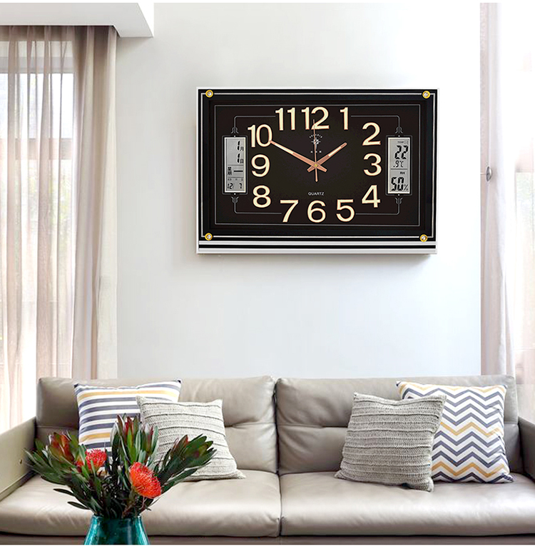 POLARIS Wall Clock, Creative Living Room Timepiece, Bedroom Luminous Clock, Temperature Display with Dual Liquid Crystal, 24-Inch Large Clock 16