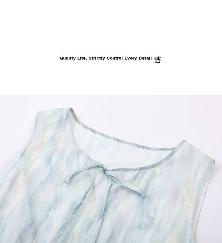Demana [Refreshing Lyocell] Summer Vacation Style Tie Round Neck Sleeveless Loose Slim Dress for Petite Women 12