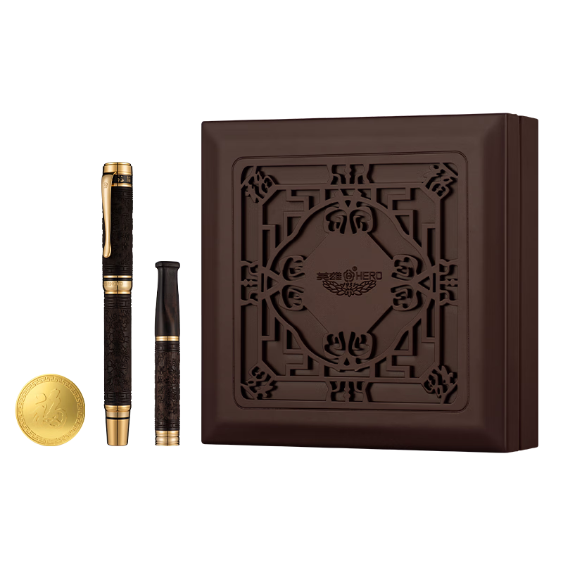 HERO Premium Collector's Fountain Pen, 18K High-End Gold Nib Signature Pen, Luxury Business Gift, Light Luxury Mid-Autumn Festival National Day Birthday Present, 2189/Fu