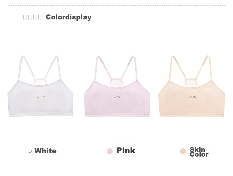 Langsha Girls' Cotton Summer Camisole Underwear for Ages 7-13, Youth Stage 1 Children's Bra, 2-Pack 3