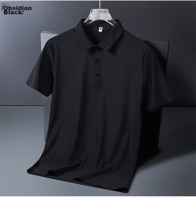 Romon 2026 Summer New Dad Short Sleeve T-Shirt Men's Ice Silk Polo Shirt Haze Blue M 12