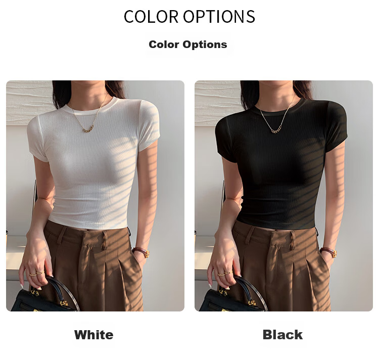Herbal Original Color Short Sleeve T-Shirt Women Pure Cotton Base Shirt Summer 2026 New Slim Fit Solid Color Top T-Shirt Round Neck Simple Comfortable 4