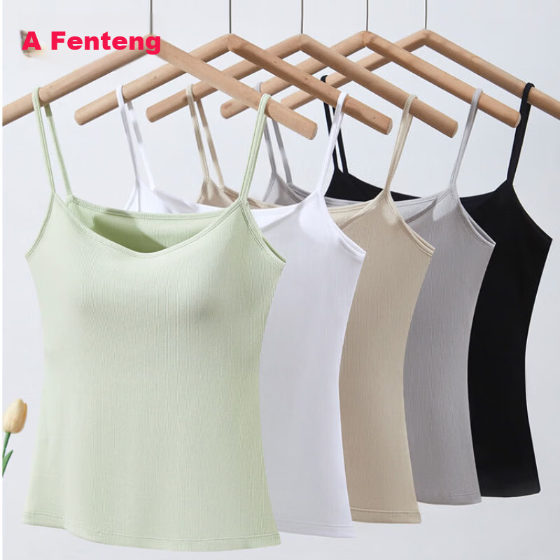 Fenteng Summer Thin Camisole with Chest Pad Women's Xinjiang Cotton Four Seasons Base Wear Vest 360 White M