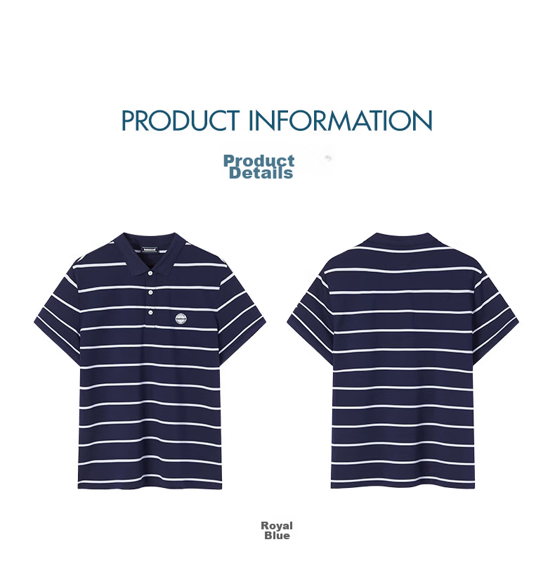 Texwood Standard Fit Men's Summer Striped Classic Short Sleeve Polo Shirt Blue M 3