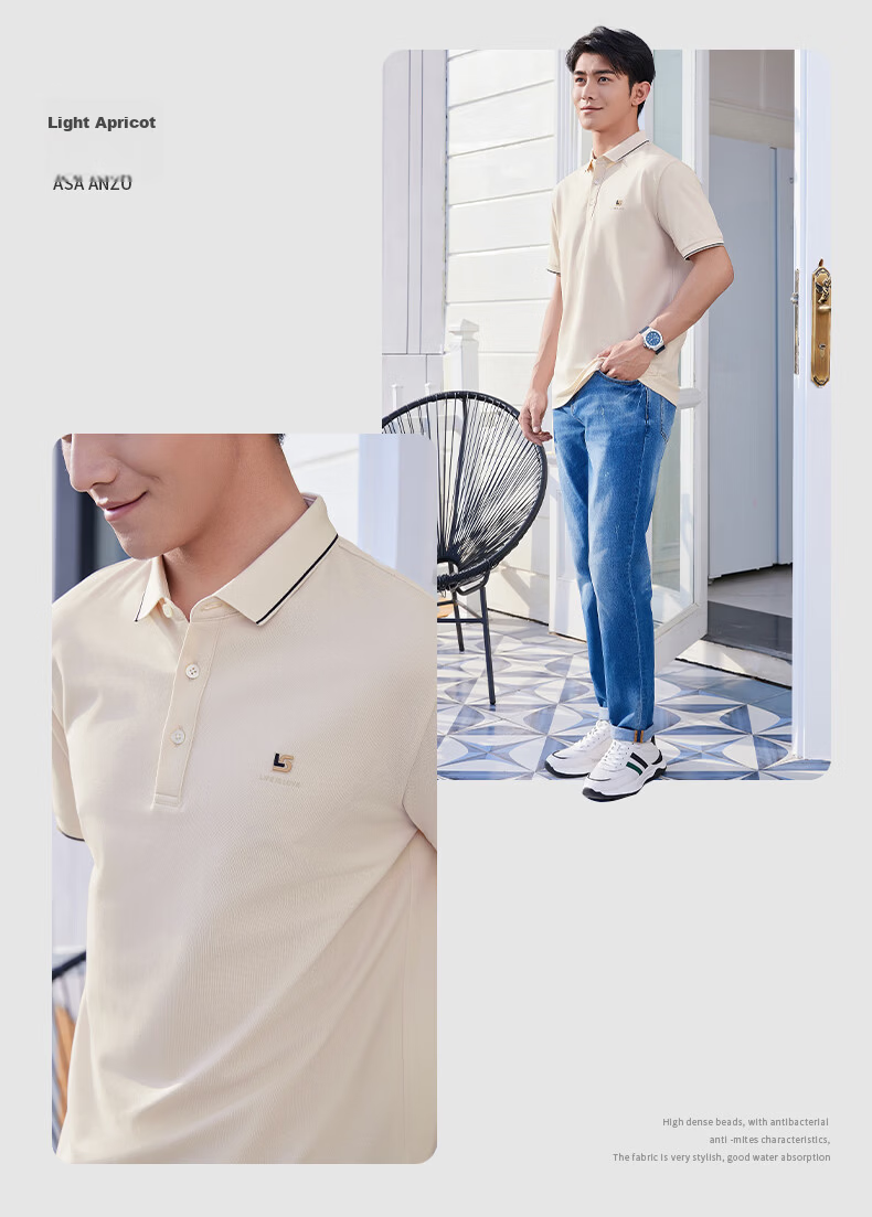 Laxton Men's Short Sleeve Summer Polo Shirt Antibacterial Moisture-Wicking Breathable Cooling Anti-Curling Navy Blue S 15