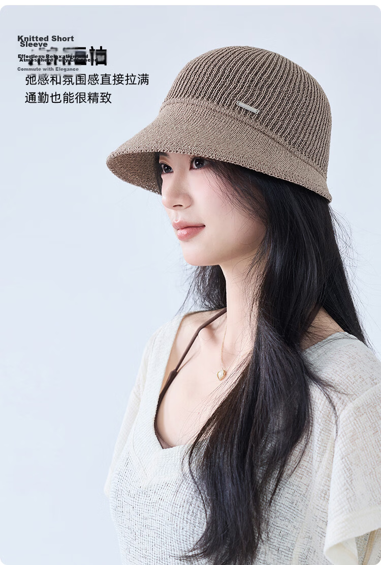 JIUMU Women's Sun Protection Hat Summer Outdoor Face Covering Cotton Bucket Hat Beach Vacation Cap 5