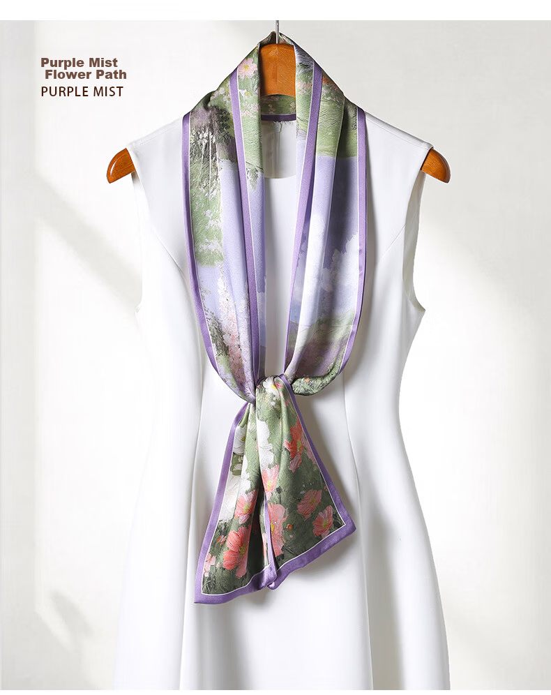 Hangsilu Silk Scarf for Women, Narrow Shawl, Mulberry Silk, Chinese Style, Birthday Gift, Holiday Present for Mom, Best Friend, Elders 16