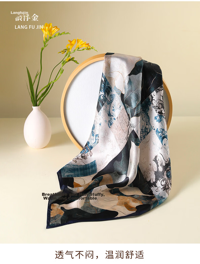 Hangsilu Silk Scarf for Women, Square Silk Scarf, Mulberry Silk, Chinese Style, Outer Wear, Birthday Gift, Mid-Autumn Festival Gift for Mom, Best Friend, Elders 8