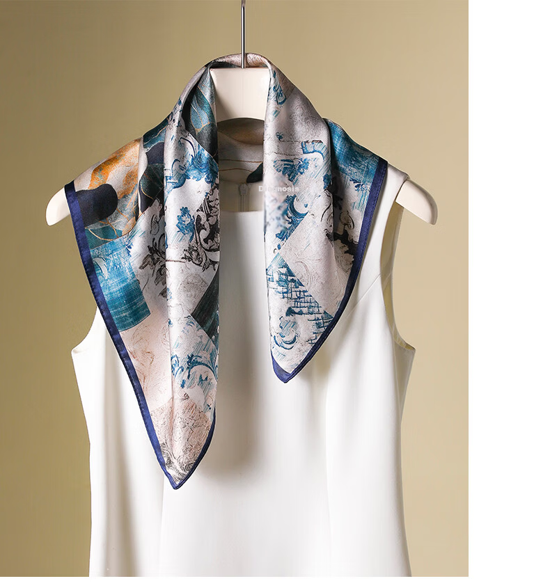 Hangsilu Silk Scarf for Women, Square Silk Scarf, Mulberry Silk, Chinese Style, Outer Wear, Birthday Gift, Mid-Autumn Festival Gift for Mom, Best Friend, Elders 9
