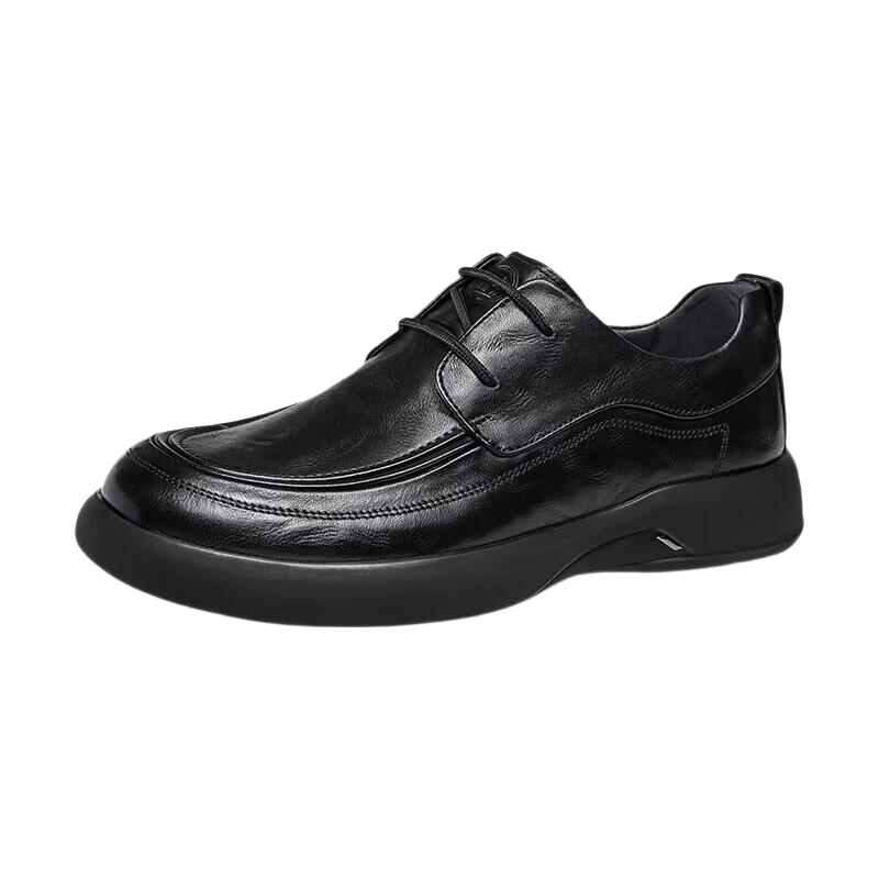 CAMEL Brand Business Leather Shoes, Lace-Up Soft Sole Thick-Soled Derby Wedding Shoes for Men, P15A155005, Black, Size 41