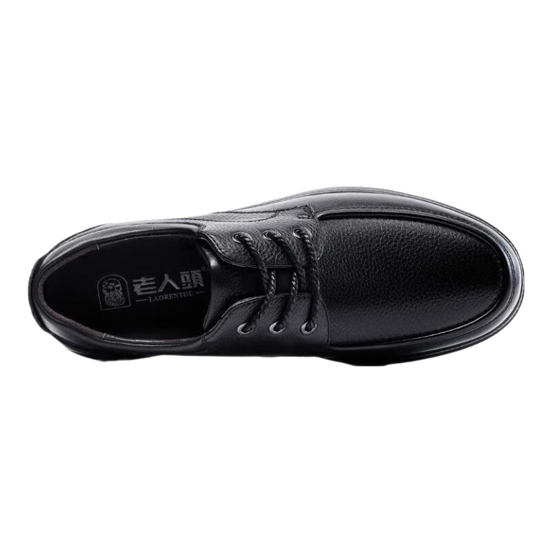 LAORENTOU Men's Leather Shoes, Business Casual Low-Top Shoes, Top-Layer Cowhide Lace-Up Thick-Soled Breathable Dad Shoes, 260279 Black 43