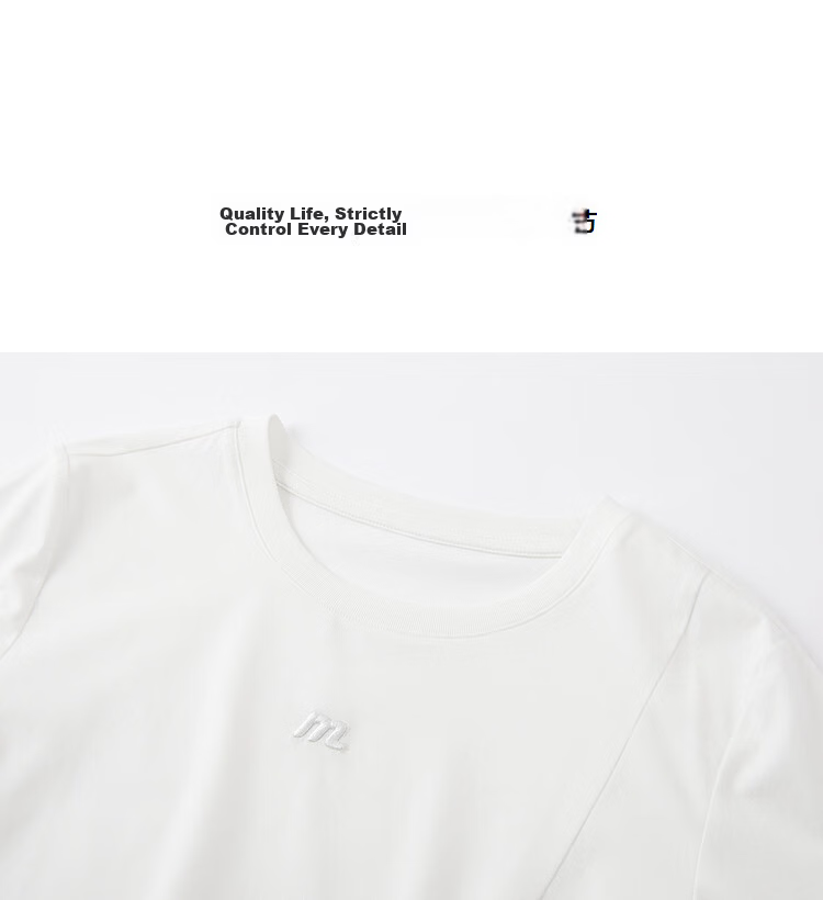 Demana [Sorona Breathable] Spring Simple Style Round Neck Ruched Embroidery Mid Sleeve Petite Women's T-Shirt 15