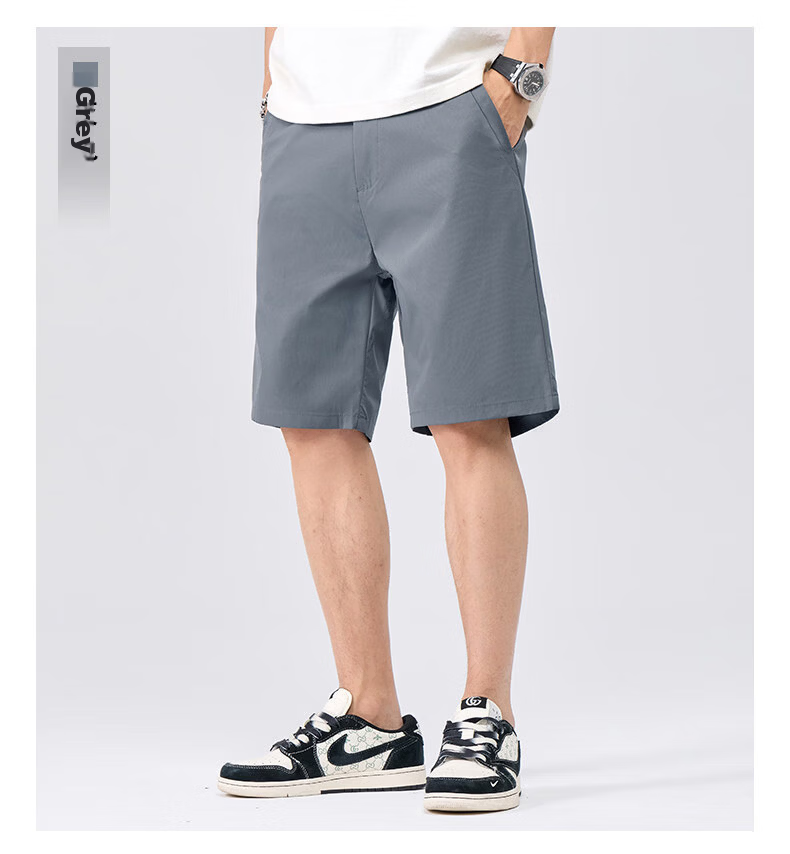Fingercroxx IT Trendy Minimalist Straight-Leg Shorts Men 2026 Summer Lightweight Casual Five-Point Pants Beige M 13