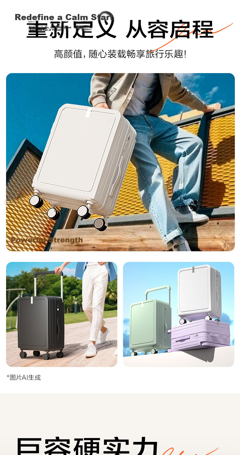 Deli 24-Inch Spinner Luggage Wide Telescopic Handle Travel Suitcase Clothes Storage Lockable Carry-On Unisex Bag 3