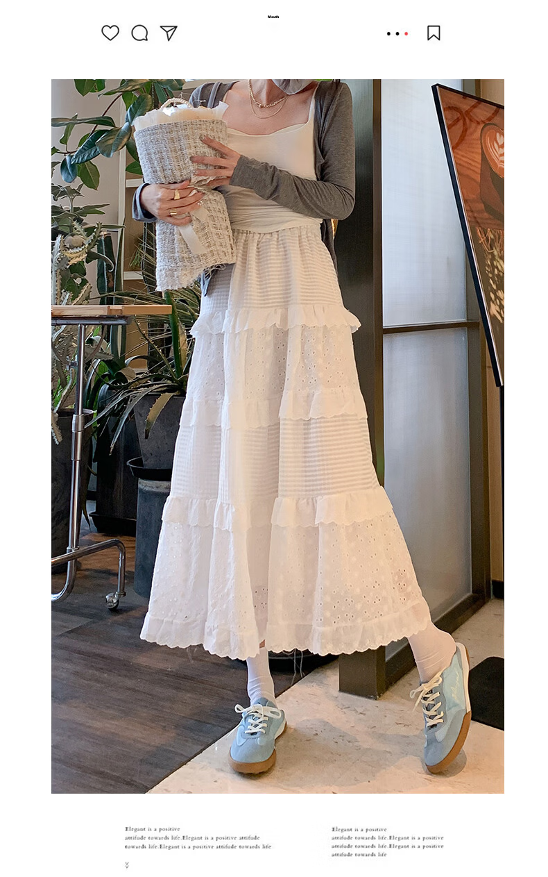 Borui White French Style Women's Skirt 2026 New Spring Summer Puff Skirt Fairy Mid-Length Ballet Cake Skirt 17