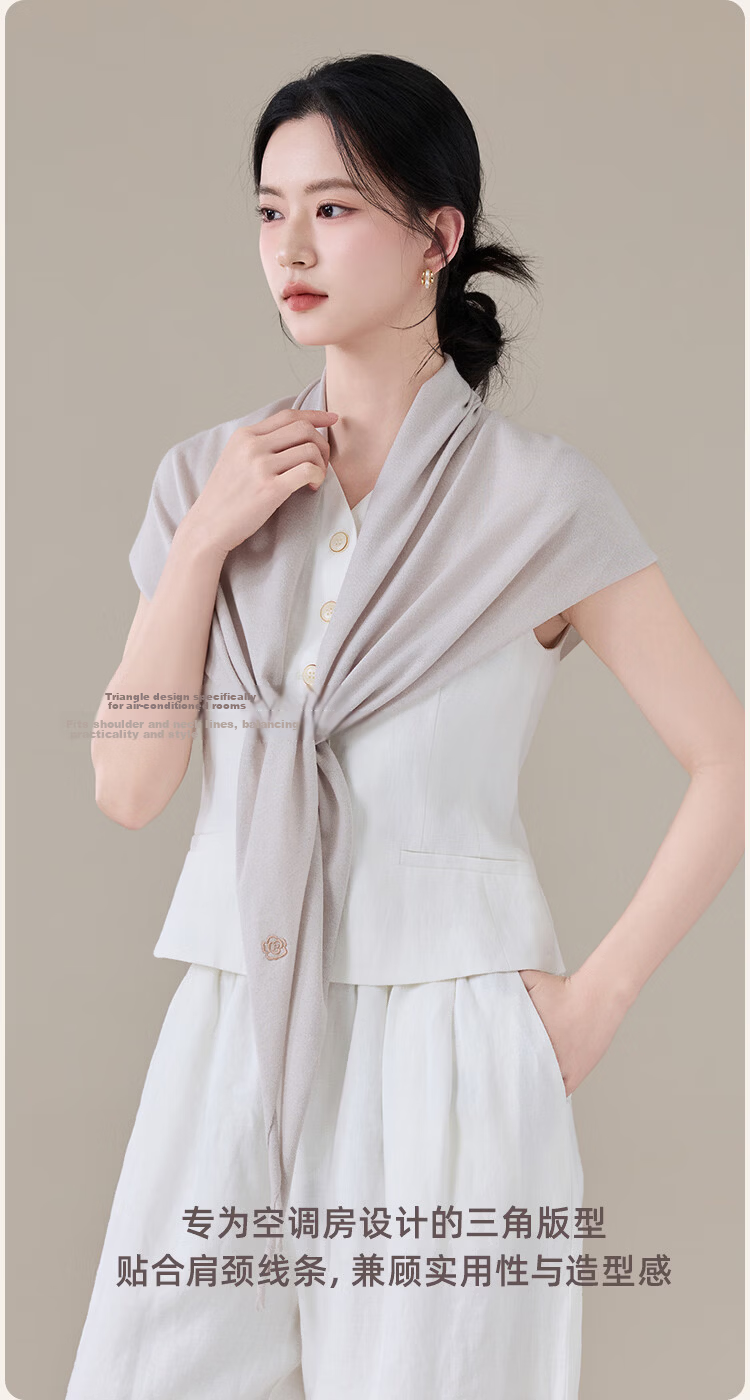 JIUMU Sheep Wool Lightweight Four-Season Shawl Women's Elegant Summer Air-Conditioned Office Warm Shawl 6