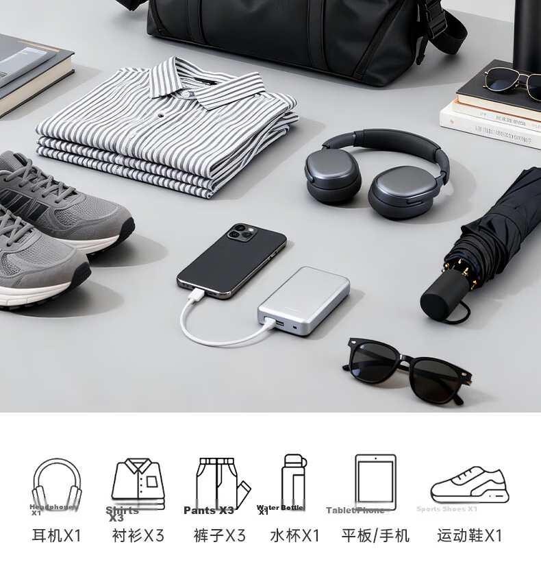 Edison Multifunctional Fitness Bag for Men Handheld Crossbody Business Travel Large Capacity Casual Backpack LX260 Black 8