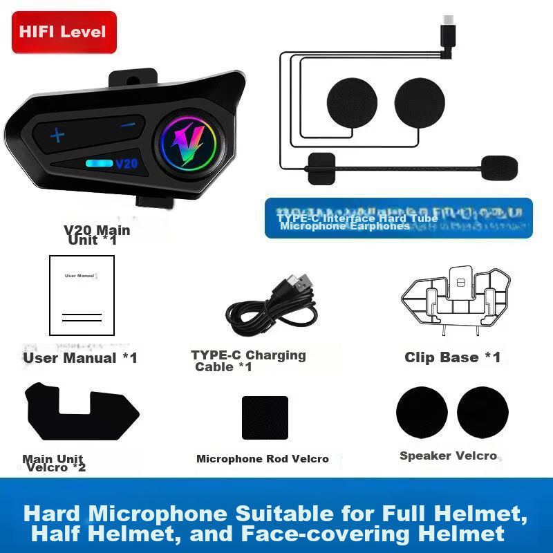 PROVGV Motorcycle Helmet Bluetooth Headset Full Helmet Waterproof Delivery Riding Earphones V20 Soft Mic (Long Battery Life) 10