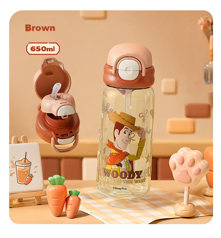 Disney Children's Water Bottle PPSU Student Dual Drinking Straw Cup Large Capacity Kindergarten Maternity Plastic Cup 650ml 12