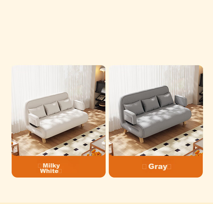 Yupin Sofa Bed Home Living Room Single Double Nap Foldable Sofa Chair Small Sofa S327 Latex Off-White 105 18