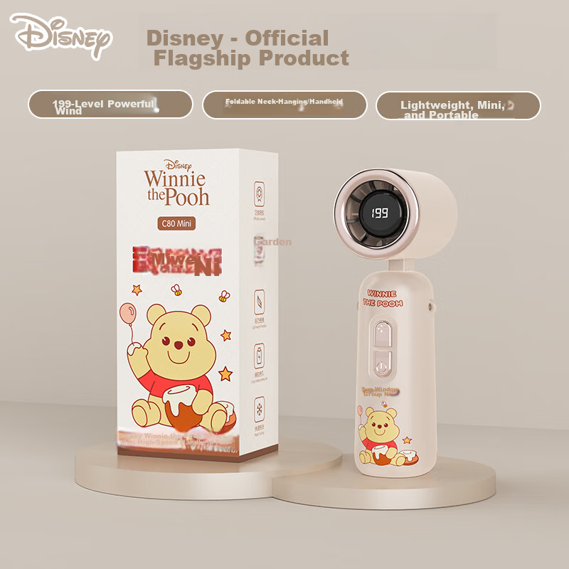Disney Mini Portable Handheld USB Rechargeable Fan Large Airflow Long Battery Life Student Office Desktop Birthday Gift Graduation Travel C80 Bear