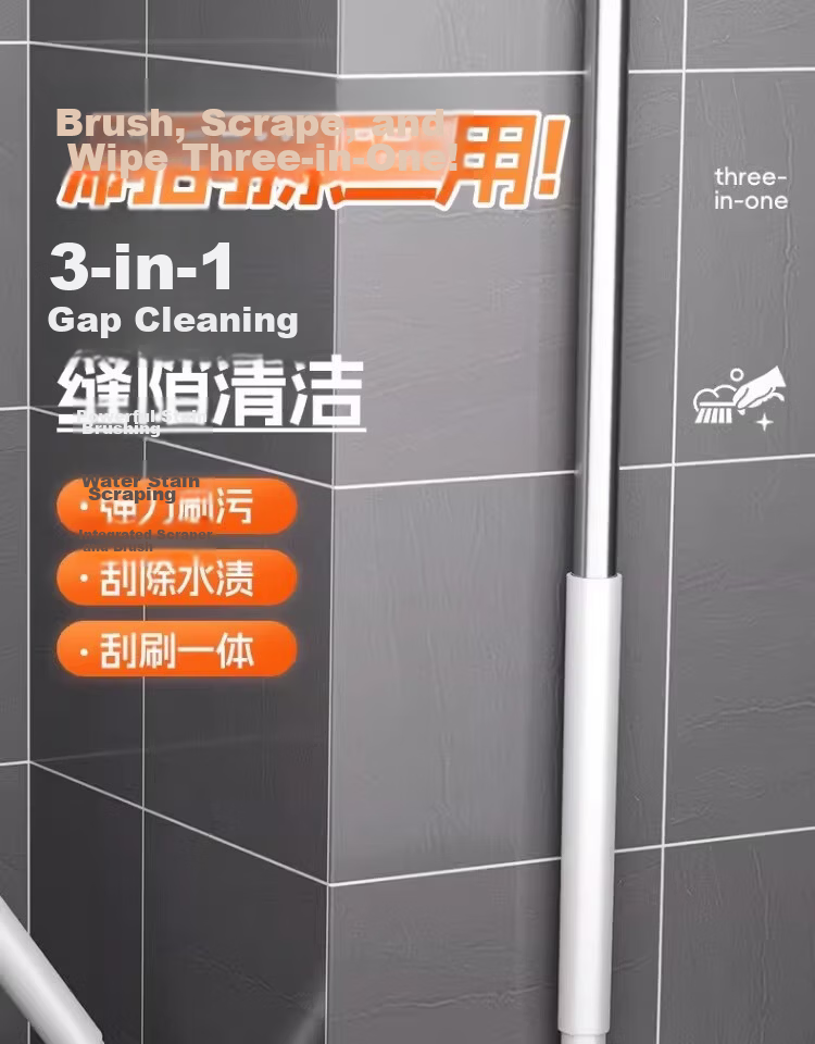 Guangduola Floor Brush Bathroom Brush No Dead Angle Shower Brush Floor Gap Brush Toilet Crevice Brush V-Shaped Long Handle Floor Brush 1