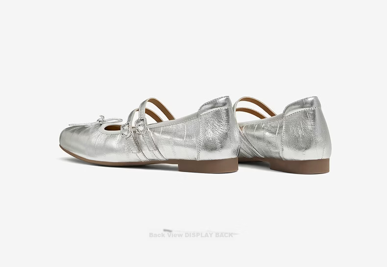 BASTO [Film Diary] 26 Autumn Mall Ballet Mary Jane Shoes Women Flat Silver Single Shoes 27