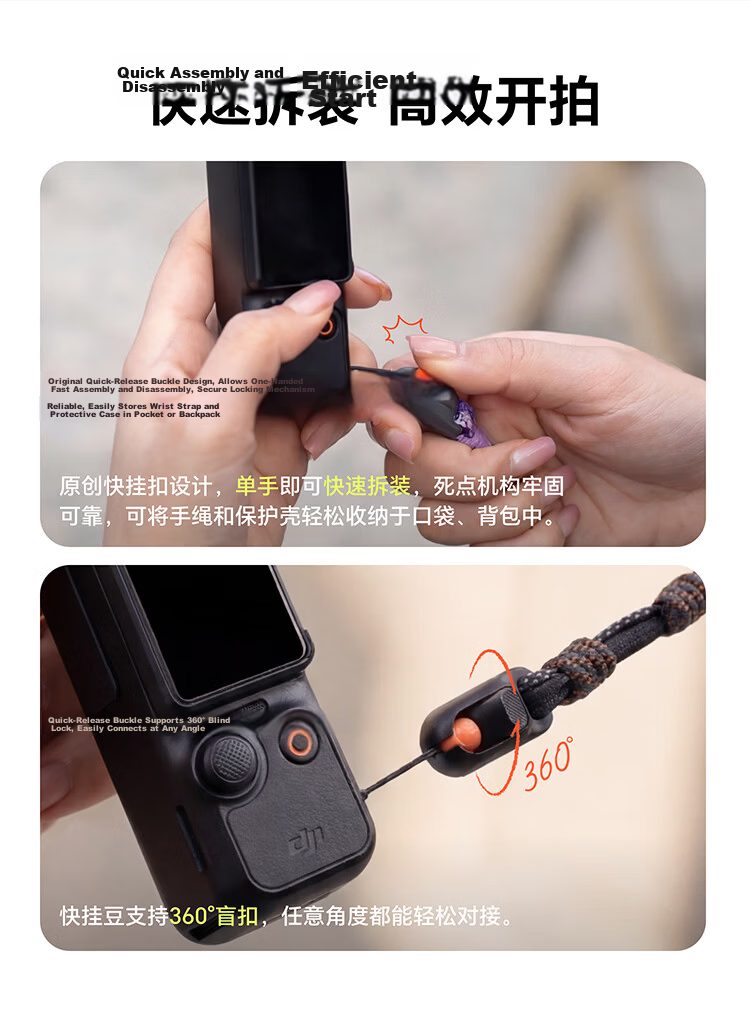 PGYTECH Wrist Strap for DJI Osmo Pocket 3/4 Dandelion Camera Wrist Lanyard Pocket Strap Sports Camera Accessory Aurora Purple 3
