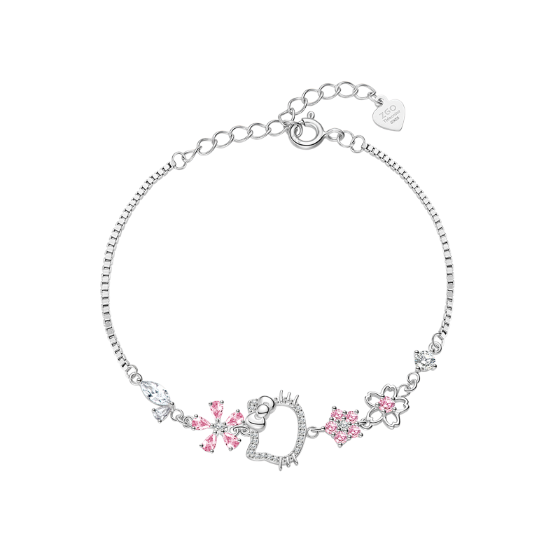 ChaoSeHui Hello Kitty Peach Blossom Fate Girls Children's Bracelet Birthday Gift for Girls Friendship Bracelet 6106
