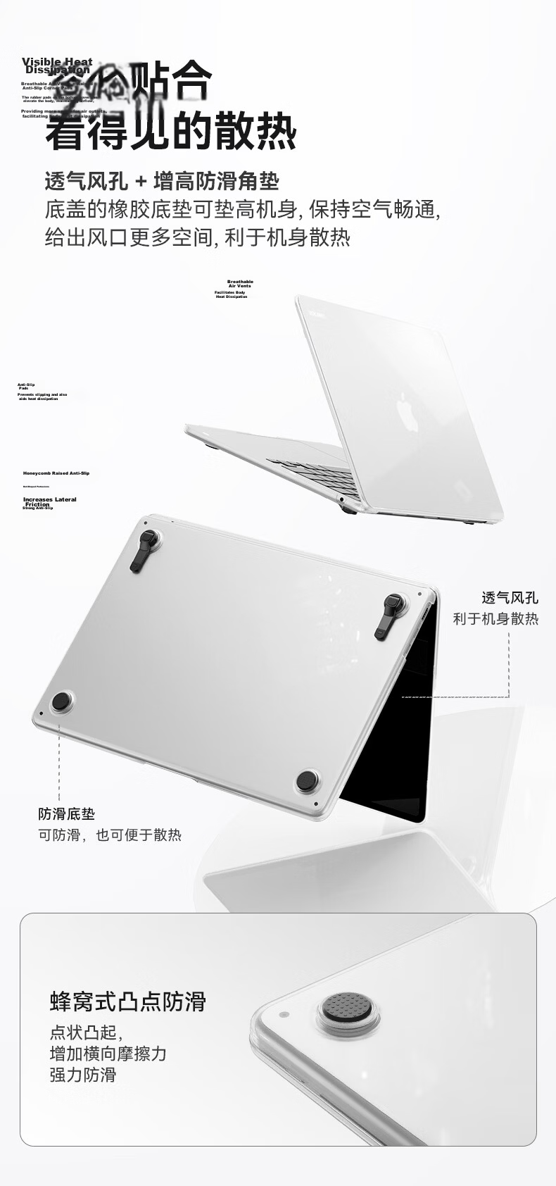 VOKAMO High Transparency Lightweight Laptop Case for Apple MacBook Air 13/15 M2-M5 and Pro 14/16 M1-M5 New 2026 NEO A18Pro 12