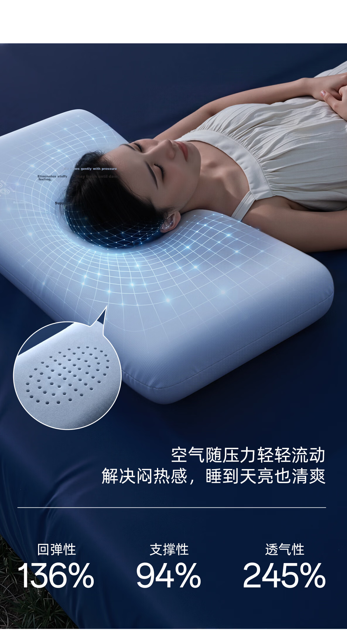 Half Crescent Moon Deep Sleep Neck Support Pillow Memory Foam Cervical Pillow for Adults Single Medium Pillow 17