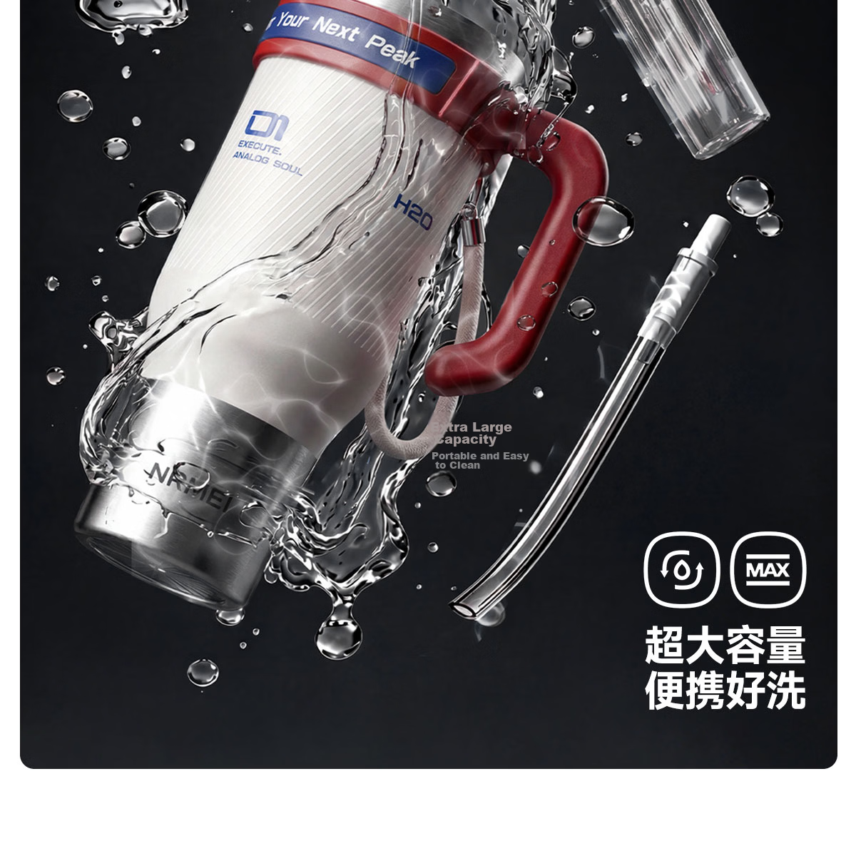 NRMEi Ice King Thermal Insulated Large Capacity Water Bottle Men's Giant Ceramic Liner Car Straw Cup 26