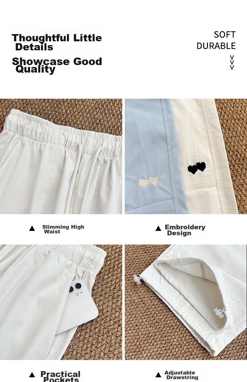 Langsha Women's Wide-Leg Pants Spring Summer Thin High-Waist Slim Cotton Feel Dual-Wear Quick-Dry Straight Loose Sports Casual Trousers 14