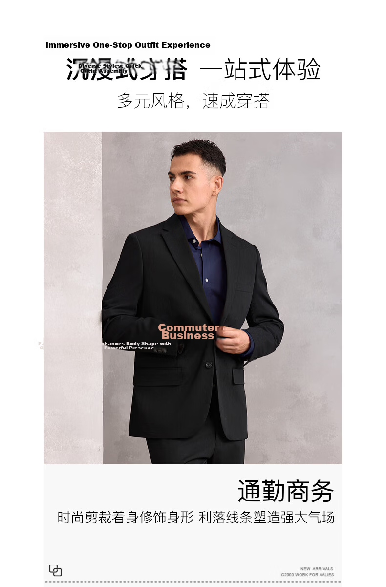 G2000 Men's Spring Autumn Multi-Stretch Business Commuter Suit Anti-Static Antibacterial Mall Same Style 3