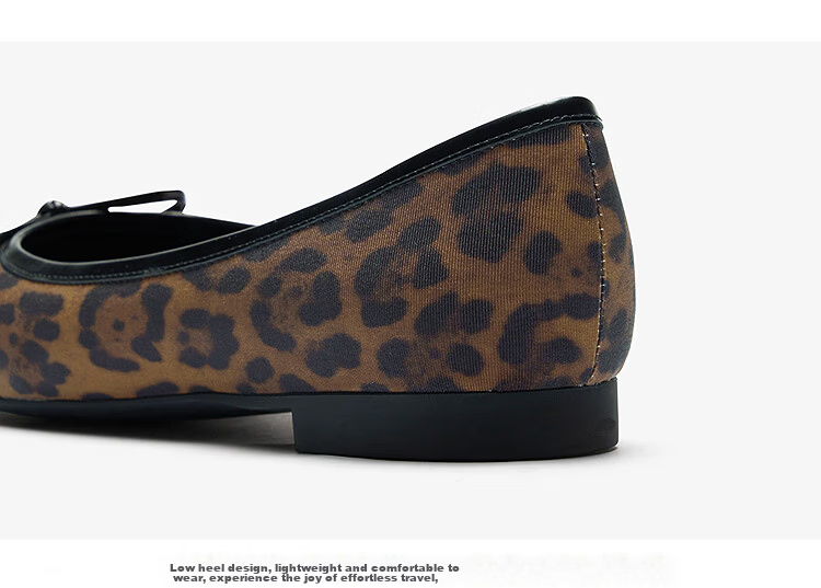Le Saunda 2026 Spring New Fashion Bowknot Commuting Square Toe Flats Women 7M16208 Forest Leopard Brown LEF39 8