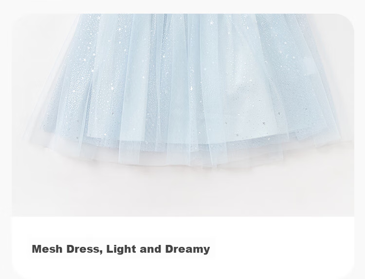 Balabala Girls' Dress Children's Dress Big Kids 2026 Summer Baby Mesh Dress Puff Sleeve Party Princess Dress 8