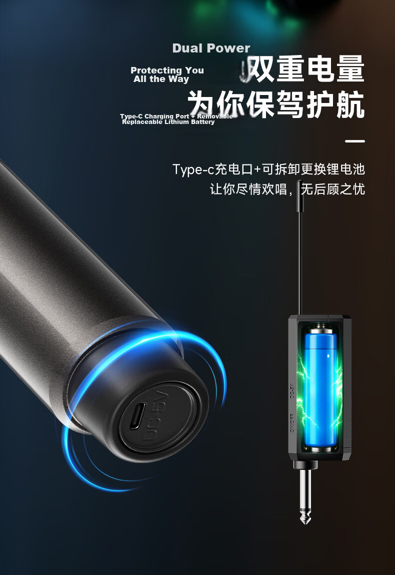 Aigo K132 Rechargeable Lithium Battery Universal Wireless Microphone for Home KTV Singing Hosting Speech Karaoke Conference Speaker Amplifier One-to-One Microphone 9