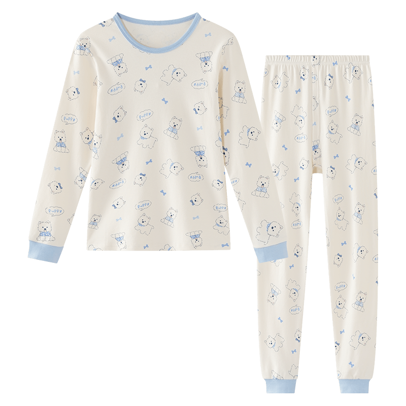 Hodo Children's Pure Cotton Underwear Set, Boys And Girls Autumn Clothes And Pants, Pajamas, Cotton Sweater Set, M1234, Light Pink, 165