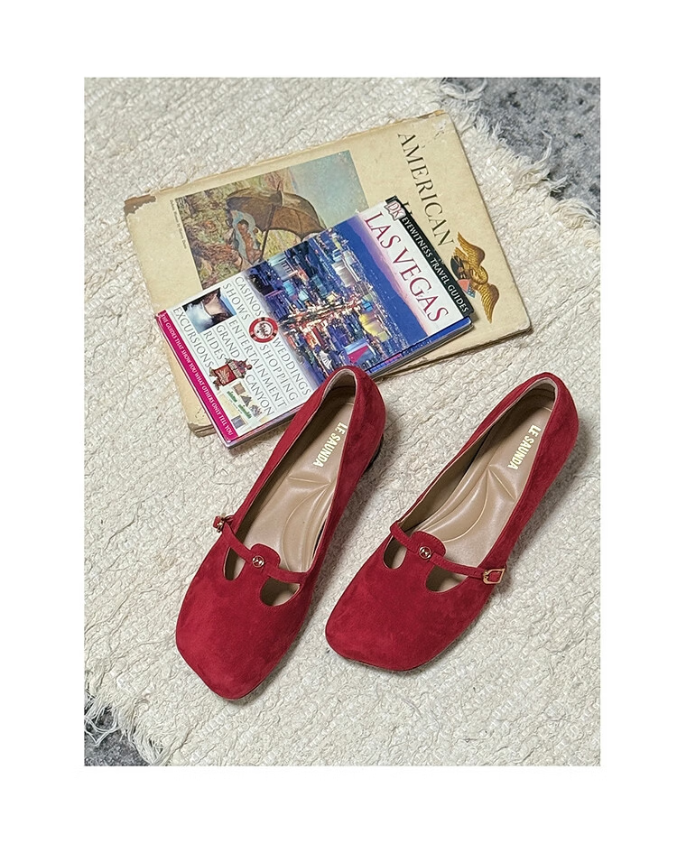 Le Saunda Jin Jing Style Sheepskin Chunky Heel Red Vintage Mary Jane Shoes Women 6T34502 Truffle Black BKK 38 12