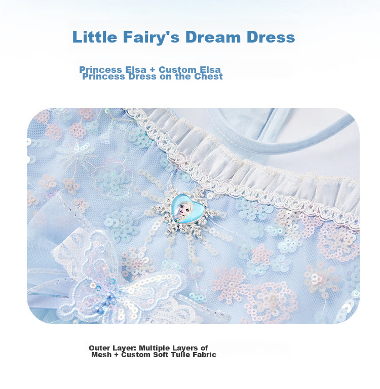 Disney Girls Elsa Princess Dress Summer 2026 New Stylish Lolita Children's Birthday Party Dress Puffy Skirt 3