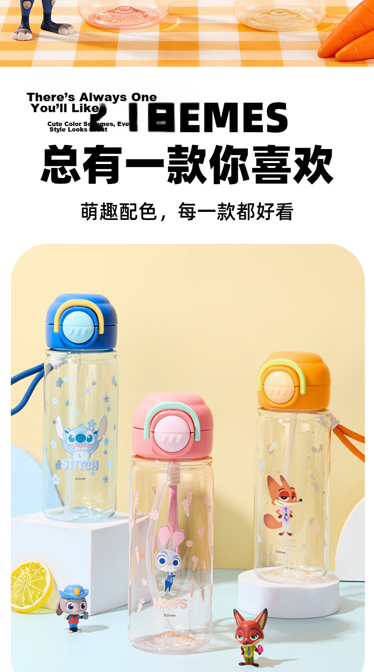 Disney Kids Large Capacity Summer Tritan Plastic Water Bottle Portable Sports Fitness Bottle for Boys and Girls Students 3