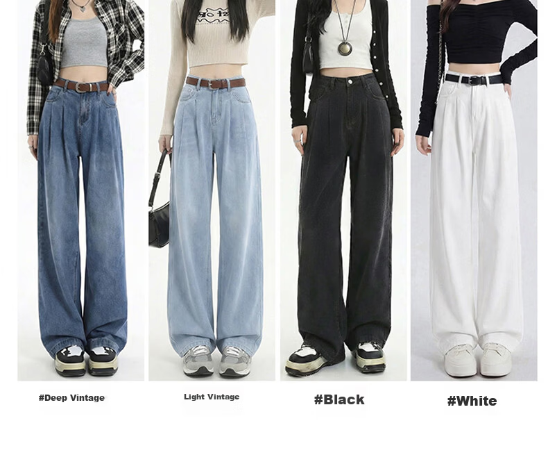 Langsha Tencel Soft Denim Wide-Leg Pants for Women 2026 Summer New Loose High-Waist Slim Straight Ice Silk Casual Long Pants 4