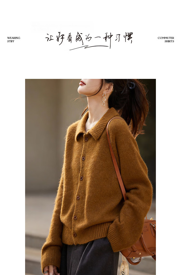 Demana [With Wool] Winter Vintage Hong Kong Style Turn-Down Collar Soft Stretch Knit Loose Slim Sweater for Women Premium Feel 9