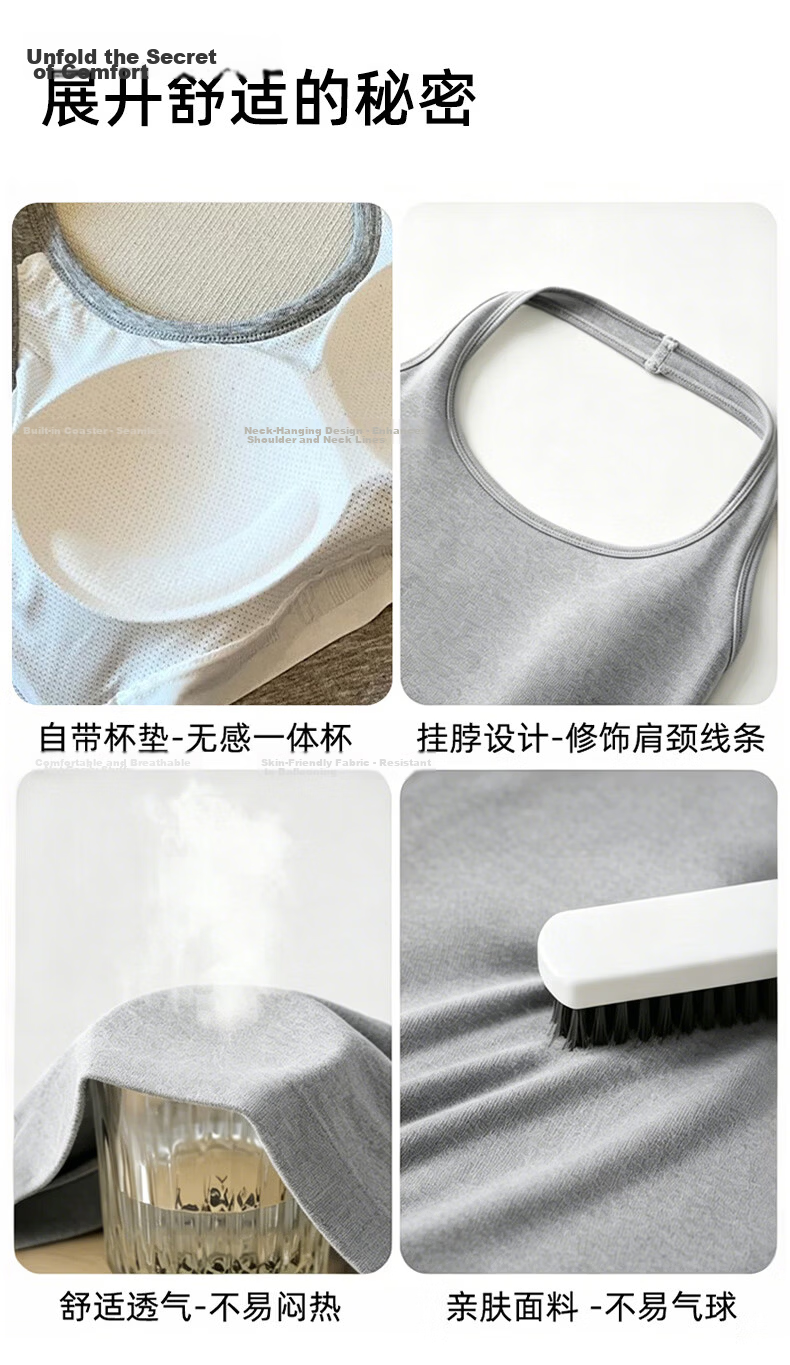 Xunmianren Open Back Halter Tank Top Breathable Padded Versatile Slim Fit Fashionable Innerwear Outerwear 11