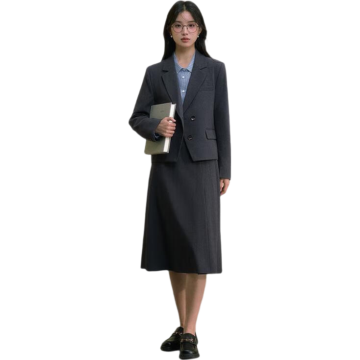 Miss Bird Lightweight Office Commuter Suit Set for Women Petite Short Blazer Professional Interview Formal Wear