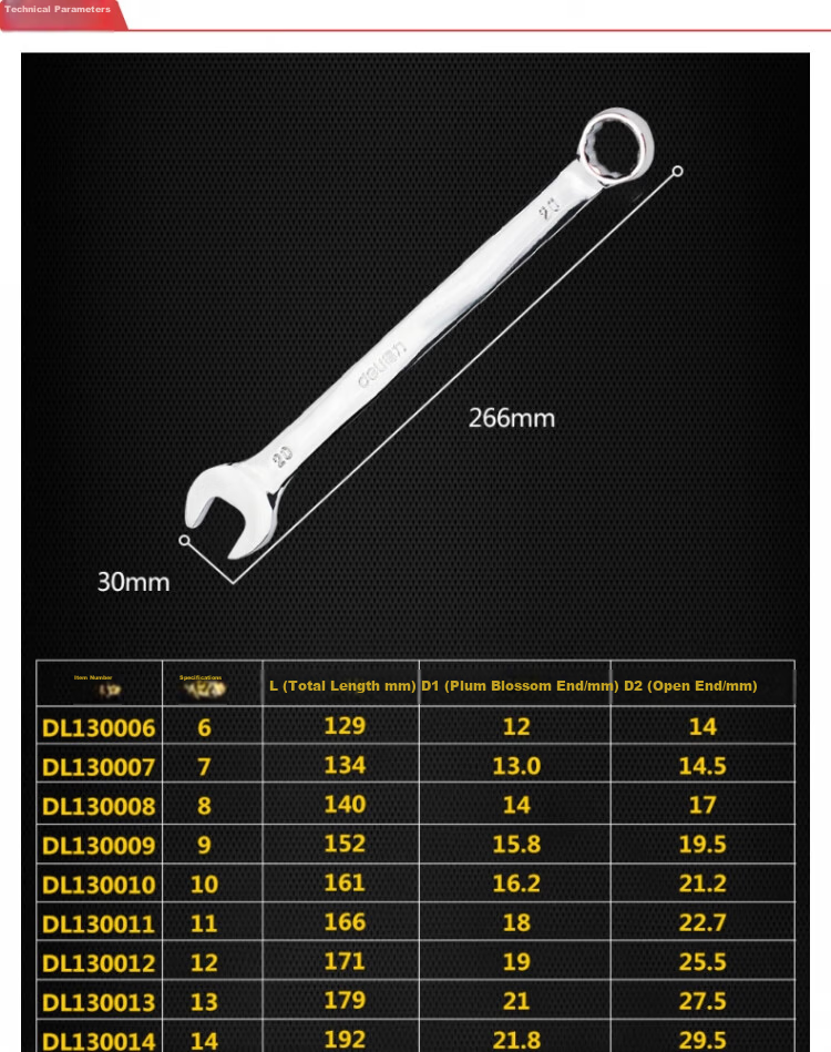 Deli Tool Mirror Double-Use Wrench 21mm DL130021 1